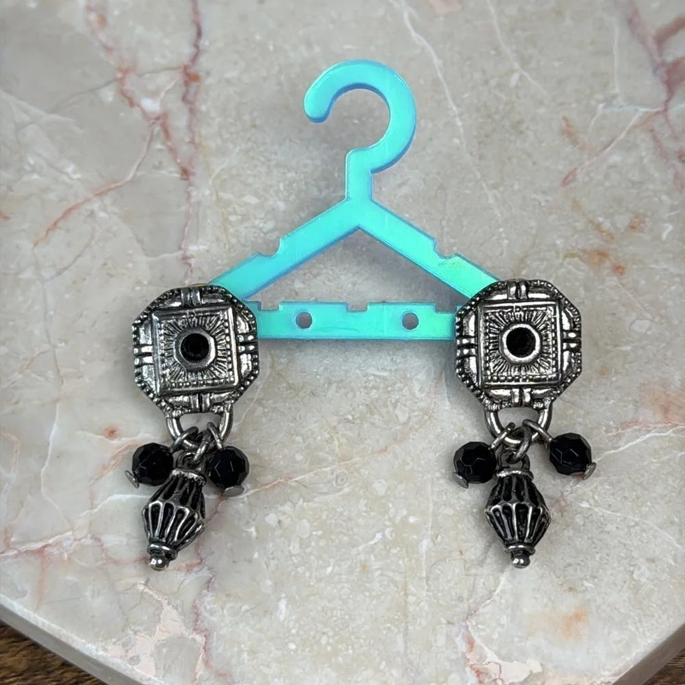 Elegant Black and Silver Dangle Earrings